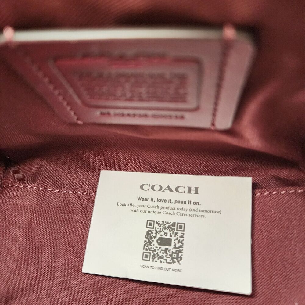 NWT Coach CW336 Zip Top Shoulder Bag In Crossgrain Leather Merlot - Picture 6 of 8
